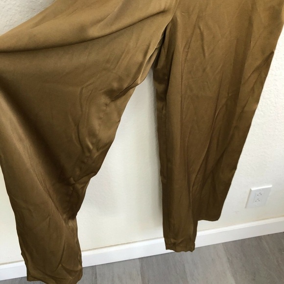 DKNY spanish olive satin jumpsuit Size small spaghetti straps, wide leg. - Picture 9 of 11